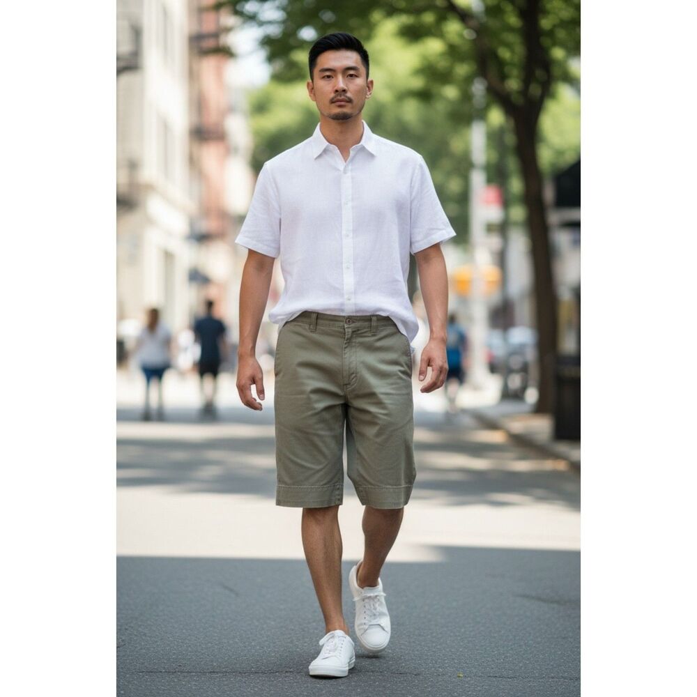 J.Crew Stanton Chino Shorts Men's 34 9" Inseam 100% Cotton Dusty Sage Green